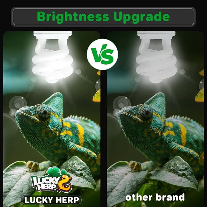 LUCKY HERP UVA UVB Reptile Light 5.0, Tropical UVB 100 Compact Fluorescent Lamp, UVB Light for Reptiles 15W, UVA UVB Reptile Light Bulb, UVB Bulb for Reptiles Chameleons Lizards Tortoises Snakes LUCKYHERP