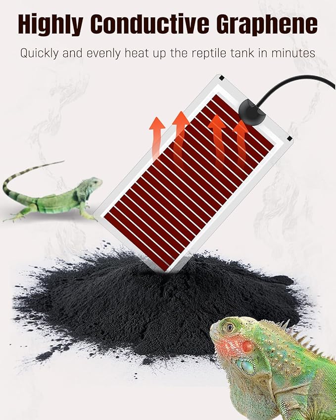 Pawfly 14 W Reptile Heat Pad 11 x 5.9 Inch Reptile Heating Pad Under Tank Terrarium Safe Fast Heating Mat Heat Mat for Turtles Frogs Snakes Lizards Geckos Hermit Crabs Spiders & Other Reptiles Pawfly