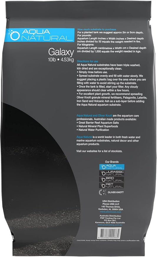Aqua Natural Galaxy Sand 20lb Substrate for aquascaping, Aquariums, vivariums and terrariums, Black PAWPICO