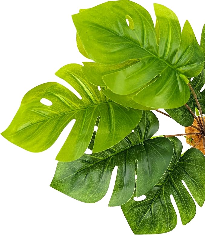 Woyrise Reptile Artificial Plants Terrarium Decor, Amphibian Habitat Hideout Bearded Dragon Tank Decorations fit Crested Gecko Leopard Lizard Chameleon Ball Python Snake Frog - Tall Monstera Woyrise