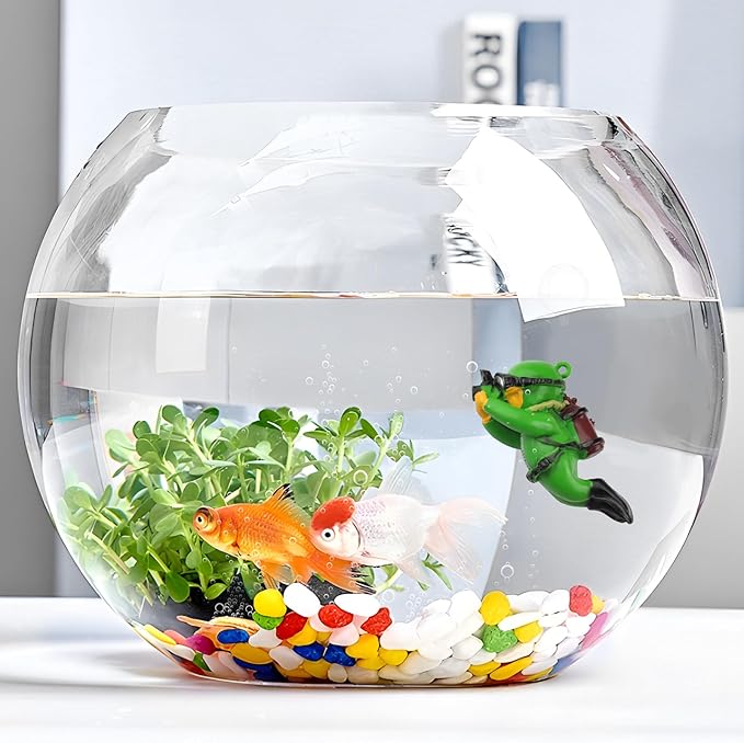 onesimcr Floating Fish Tank Decorations, Aquarium Decorations, Lovely Diver Fish Tank Decorations, Floating Device Fish Tank Accessories,Suitable for All Kinds of Fish Tanks(Dark Green)… onesimcr