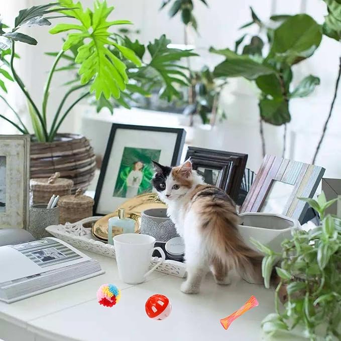 46 PCS Cat Toys for Indoor Cats, Kitten Toys with Cat Spring Toy, Mint Catnip Toys for Cats with Crinkle Cat Toy Mouse Cat Ball Toy for Indoor Cats Kittens Exercise - PAWPICO
