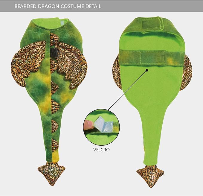 Bearded Dragon Dinosaur Costume with Harness, Bearded Dragon Halloween Costume, Beardie Durable Nylon Leash & Clothes, Tank Accessories for Lizard Reptile Small Pet Rabbit (Small Size) WELCOME