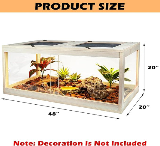 81 Gallon Terrarium, Reptile Habitat, Durable Quality, Suitable for All Types of Reptile, Hamsters, Snakes, Oak Color PROLEE