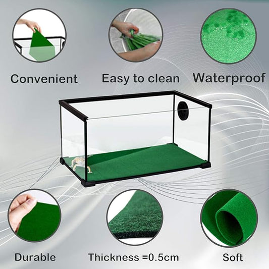 HERCOCCI Reptile Carpet, 39’’ x 20’’ Terrarium Bedding Substrate Liner Reptile Cage Mat Supplies for Bearded Dragon Lizard Tortoise Leopard Gecko Snake (Green) HERCOCCI