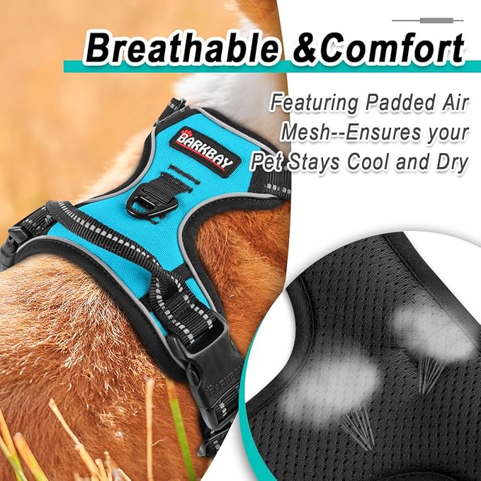 BARKBAY Dog Harness No-Pull Pet Harness Adjustable Outdoor Pet Vest 3M Reflective Oxford Material Vest for Dogs Easy Control for Small Medium Large blue Dogs (M) BARKBAY
