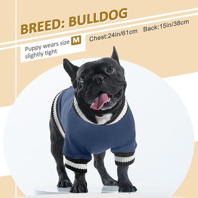 FUAMEY Dog Pullover Sweatshirt,Dog Winter Sweaters Warm Dog Clothes Dog Vest Thick Puppy Pullover Soft Pet Fleece Sweater Cute Doggie Boy Girl Outfit for Small Medium Dogs Blue S - PAWPICO