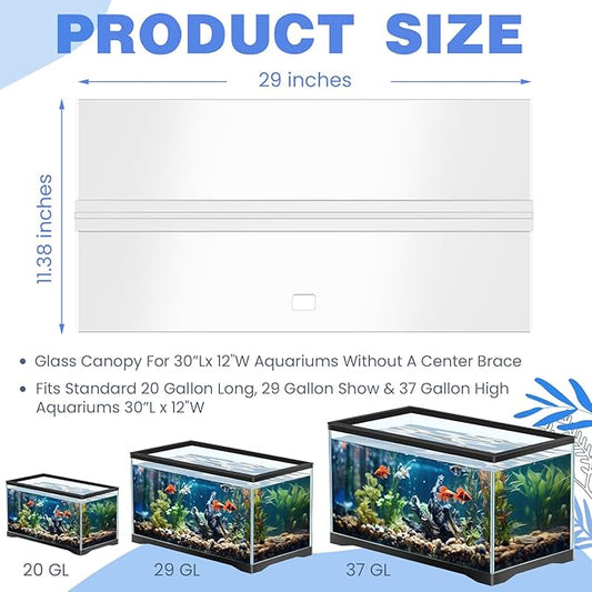 Juexica Aquarium Lid Acrylic Canopy Set Aquarium Top CoverFish Tank Lid Without Center Brace, with a Hook Knife(30 x 12 Inches) Juexica