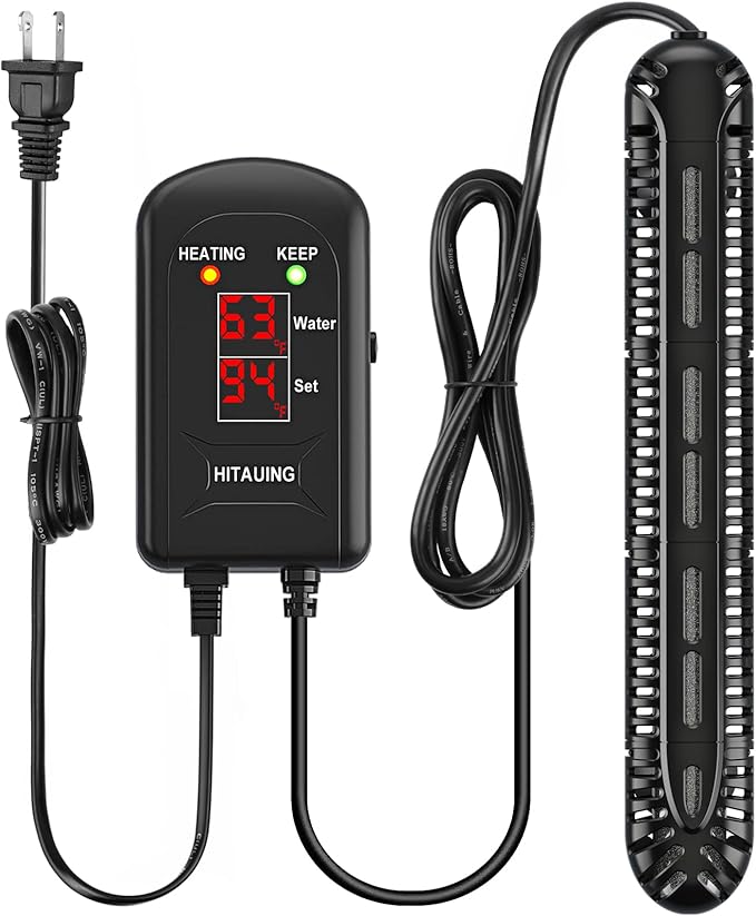 HiTauing Aquarium Heater, 300W Fish Tank Heater with LED Digital Display & 5 Safety Protection, Submersible Aquarium Heater with 2 Suction Cup and 8.2Ft Cord for 40-75 Gallon Fish Tank. HiTauing