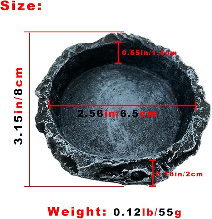 2 Pack Reptile Feeding Dish Corner Bowl, Reptile Water Dish Food Bowl, Reptile Feeding Terrarium Bowls for Bearded Dragon Lizard Frog Gecko Tortoise Hermit Crab CATENESS