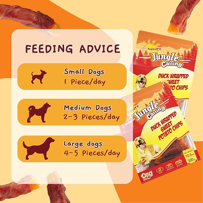 Jungle Calling Sweet Potato & Duck Dog Treats, Vegetarian, Nutritious and Delicious Snacks for Your Furry Friend, 10.6 oz - PAWPICO