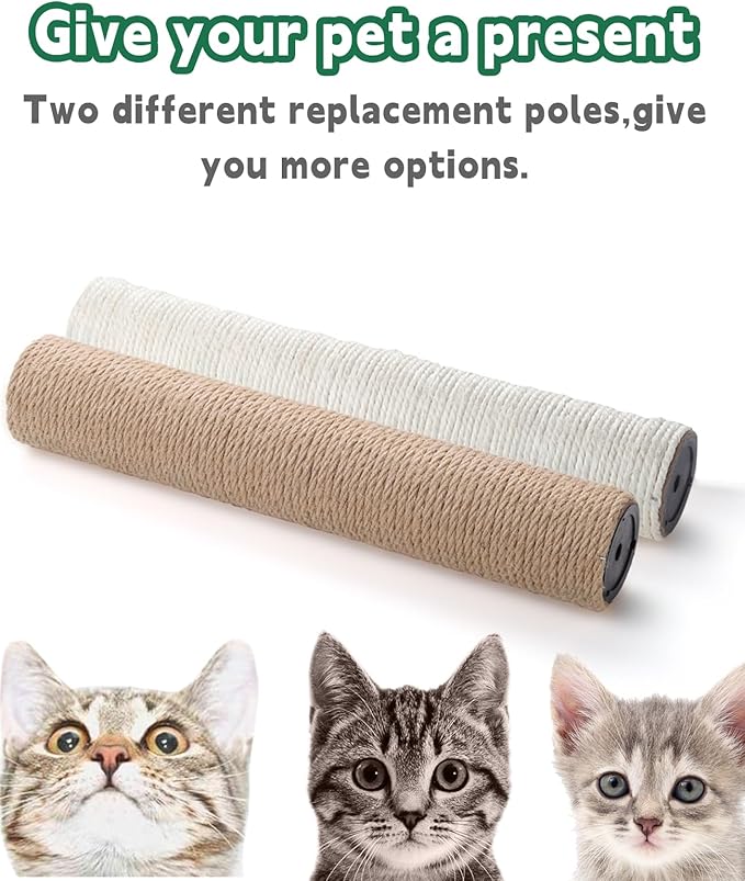 BNOSDM M8 15.75”x3.15” Replacement Scratching Post for Cat Tree Tower Rope Scratch Poles Refill 4 Pcs Natural Sisal Pole Part for Refurbishment Hemp White - PAWPICO