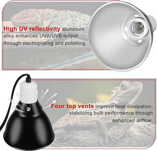 Reptile Lamp Bulb Fixture 5.5 Inch Deep Dome with Switch - Ideal for 60W/75W/100W/150W Heat Lamp Bulbs, Compatible with All E26 UVA/UVB/Basking Heat Bulbs, Supports Up to 150 watts BOEESPATDirect