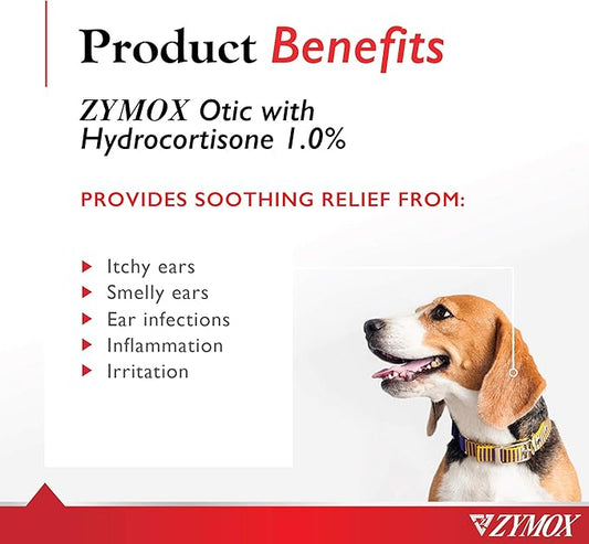 Zymox Otic Enzymatic Solution for Dogs and Cats to Soothe Ear Infections with 1% Hydrocortisone for Itch Relief, 8oz ZYMOX