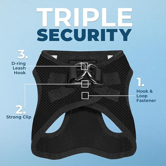 Voyager Step-in Air Dog Harness - All Weather Mesh, Reflective, No Pull Harness for Small, Medium Dogs, Cats - Secure with Hook & Loop Fastener, Buckle, Double D-Rings - Black, S BestPetSuppliesLLC