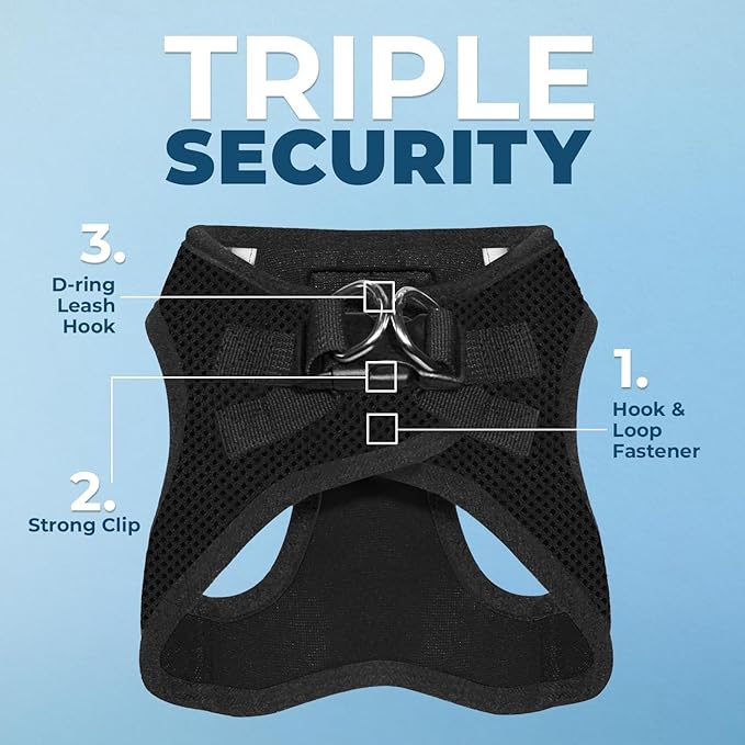 Voyager Step-in Air Dog Harness - All Weather Mesh, Reflective, No Pull Harness for Small, Medium Dogs, Cats - Secure with Hook & Loop Fastener, Buckle, Double D-Rings - Black, XS BestPetSuppliesLLC