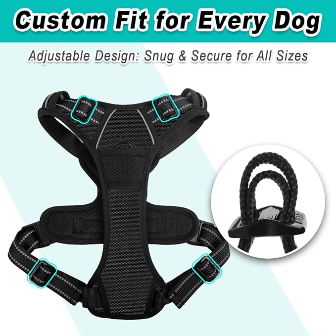 BARKBAY Dog Harness No Pull for Medium Dogs - Adjustable, Reflective, Comfortable, No Choke, Heavy-Duty - Perfect for Outdoor Training, Walking, and Hiking - Strong & Durable - M & Black BARKBAY