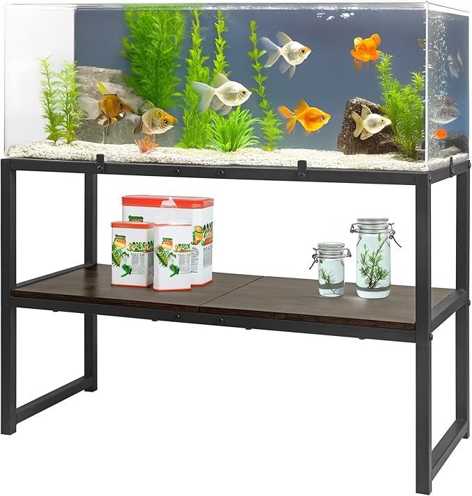 UrbanRoots 30 gallon fish tank stand for Home Office(Black),2 Tiers aquarium stand with Shelf for Storage,fish tank table 30" L x 12" W x 20.5" H,Breeder Tank Turtle Reptile Terrariums Stand Rack PAWPICO
