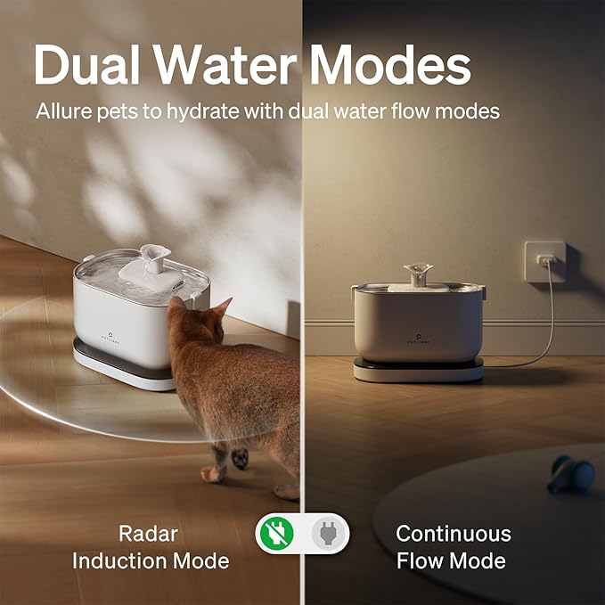 PETLIBRO Cat Water Fountain,Wireless Pet Fountain Battery Operated,2.5L/84oz Dockstream Automatic Dog Water Dispenser for Drinking with Quiet Pump Inside Stainless Steel Tray Easy Clean BPA-Free - PAWPICO