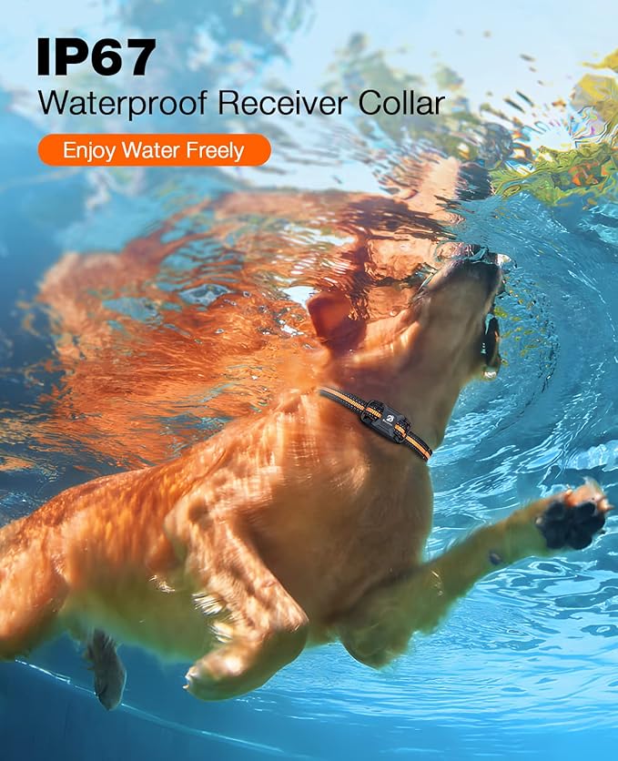 Bousnic Dog Shock Collar - 3300Ft Dog Training Collar with Remote for 5-120lbs Small Medium Large Dogs Rechargeable Waterproof e Collar with Beep (1-8), Vibration(1-16), Safe Shock(1-99) (Orange) BOUSNIC