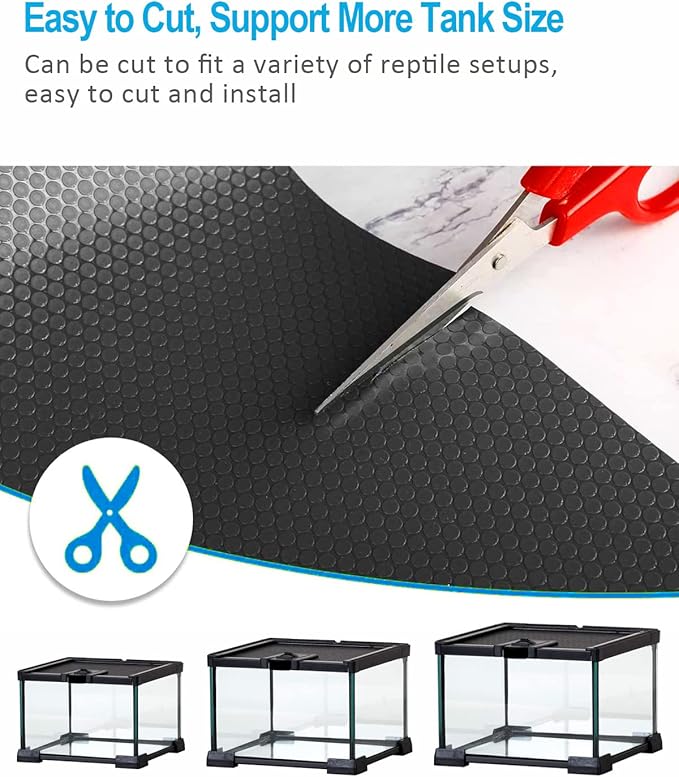 Bearded Dragon Tank Accessories, Reptile Terrarium Liner Substrate for Leopard Gecko, Snake, Lizard and Tortoise, Non-Adhesive Reptile Carpet Bedding for Reptile Tank, Black Duedusto