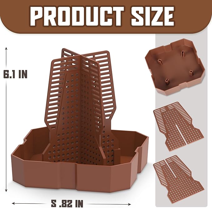 Chameleon Feeding Bowl for Reptile Terrarium, Climbable Design for Reptile to Hunt, Suitable for Feeding Lizards, Bearded Dragons, Geckos, Guardians, Frogs, Reddish Brown, Large Fischuel