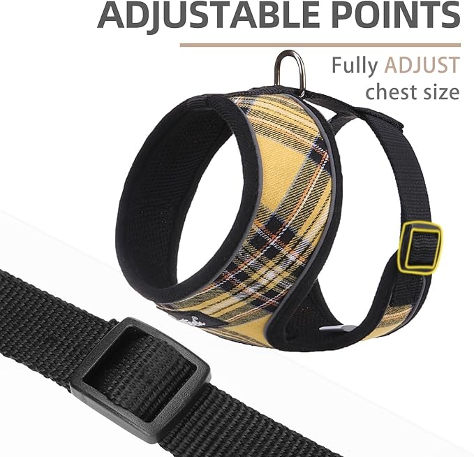 PUPTECK Soft Mesh Dog Harness and Leash Set Pet Puppy Cat Comfort Padded Vest No Pull Harnesses, Yellow, XS PUPTECK