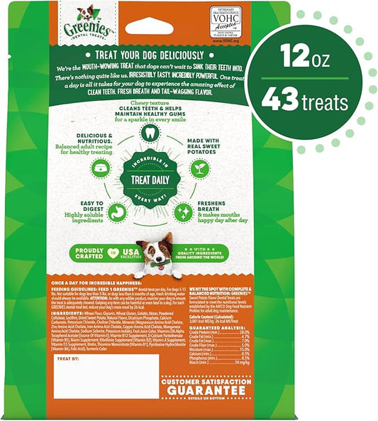 Greenies Teenie Natural Dog Dental Treats, Sweet Potato Flavor, 12 oz. Pack (43 Treats) - PAWPICO