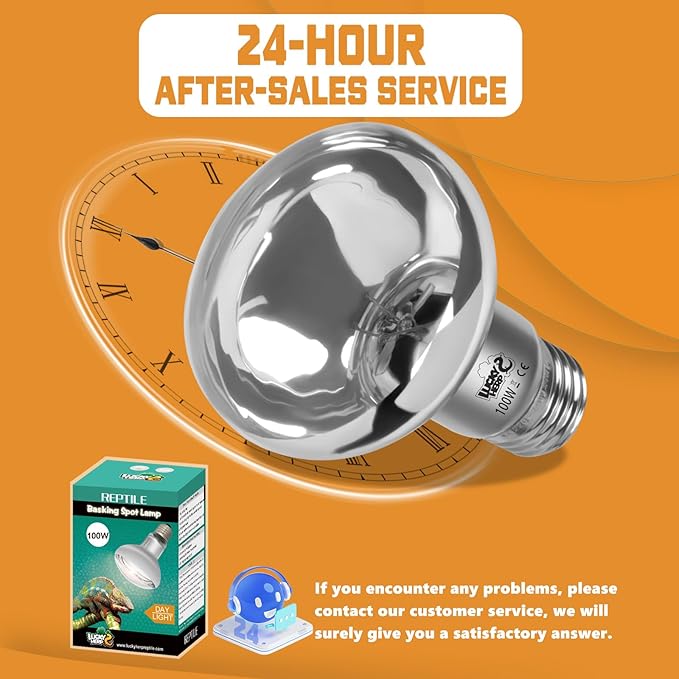 LUCKY HERP Heat Lamp Bulbs, UVA Intense Basking Spot Light Reptile Heat Lamp(Clear) 100W, Simulated Natural Sunlight Heat Lamp Bulbs for Reptile, Bearded Dragon, Amphibian, Turtle, Snake, Lizard LUCKYHERP