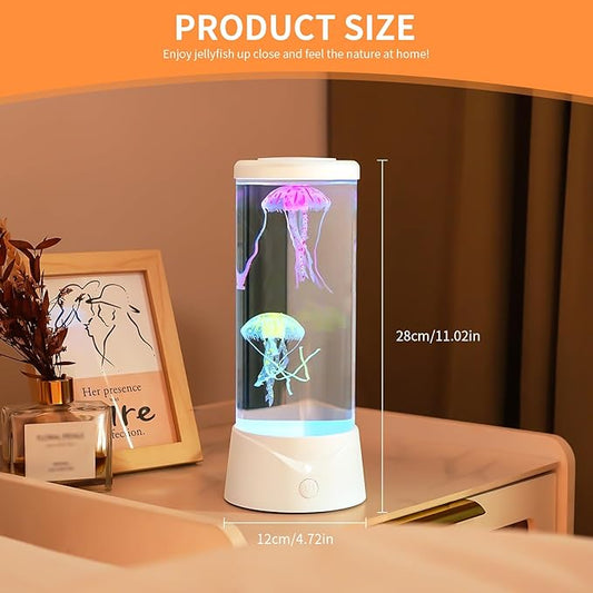 Jellyfish Lamp with 7 Color Changing Effect LED Jellyfish Aquarium Tank Mood Lamp Aquarium Light Table lamp Home Decor Gift for Kids Women Men (White) Ekovko
