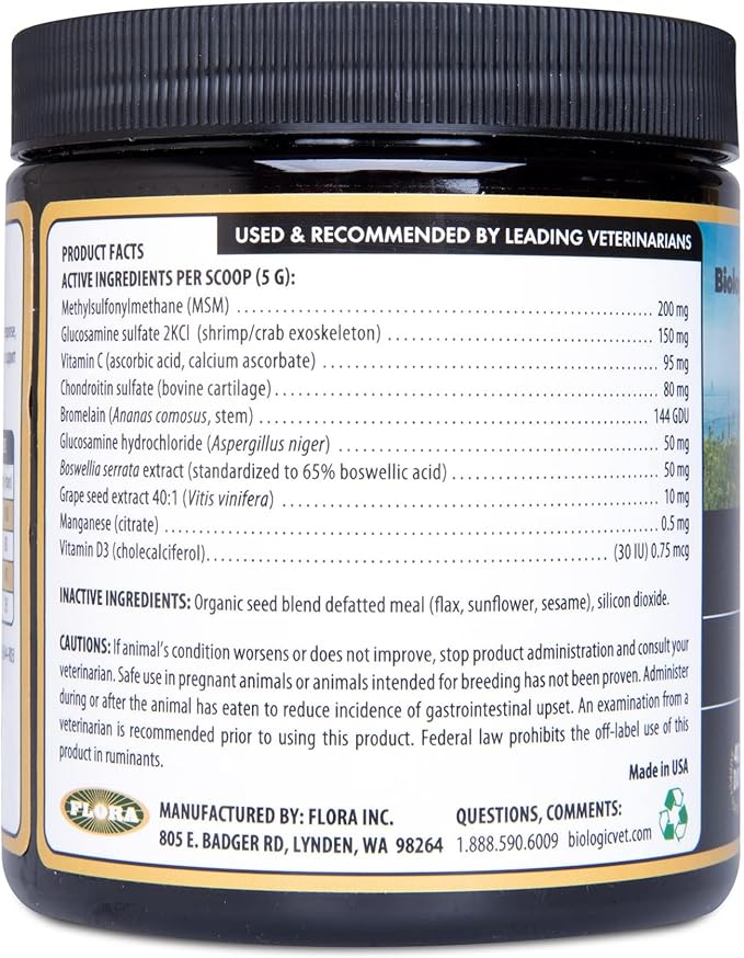 BioJOINT Advanced Joint Mobility Support, Advanced Hip, Joint, Cartilage & Connective Tissue Support, 40-Day Supply for 20-lb. Animal, 7-oz. Powder FloraHealth