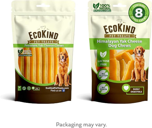 EcoKind Premium Gold Yak Cheese Himalayan Dog Chews, Healthy Dog Treats for Small Dogs, High Protein, All Natural, Long-Lasting Chew, Small - 8 Chews - PAWPICO