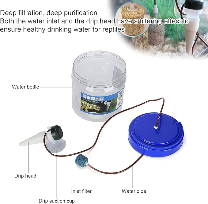 HEEPDD Reptile Water Dripper, Reptile Water Dripper Kit Plants Irrigation Devices Reptile Humidifier Watering Tool for Amphibians Bearded Dragon Lizard Turtle Snake Frog Gecko PAWPICO