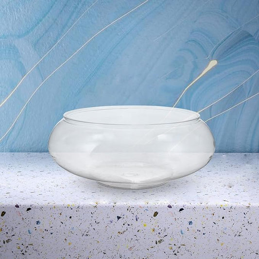 Clear Fish Bowl Vase Bubble Bowl Round Shallow Planter Plastic Container Fish Bowl Aquatic Plant Pot Daffodil Pot Hydroponic Planter Fish Tank Aquarium Bowl PAWPICO