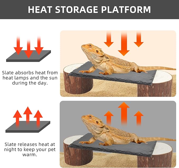 Bearded Dragon Basking Platform with Wooden Pile,Reptiles Hideout Cave,Turtle Basking Rock,Terrarium Habitat Decor Tank Accessories for Tortoise Lizards Snakes Chameleon Style B Gxsdj