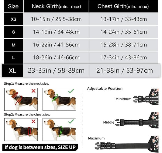 Timos No Pull Dog Harness,NO Need Go Over Dogs Head 3 Snap Buckles Reflective Oxford No Choke Harness with Front&Back 2 Metal Leash Clips Soft Padded for Small Medium Large Dogs,X-Large (Pack of 1) Timos