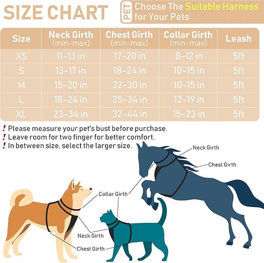 GAMUDA Dog Harness Collar and Leash Set, Dog Harness, No Chock No Pull Adjustable Vest Harnesses Plaid Reflective for Medium Dog, Cat, Small Horse, Small Bull and Pig (Beige, XL) GAMUDACollarsCollection