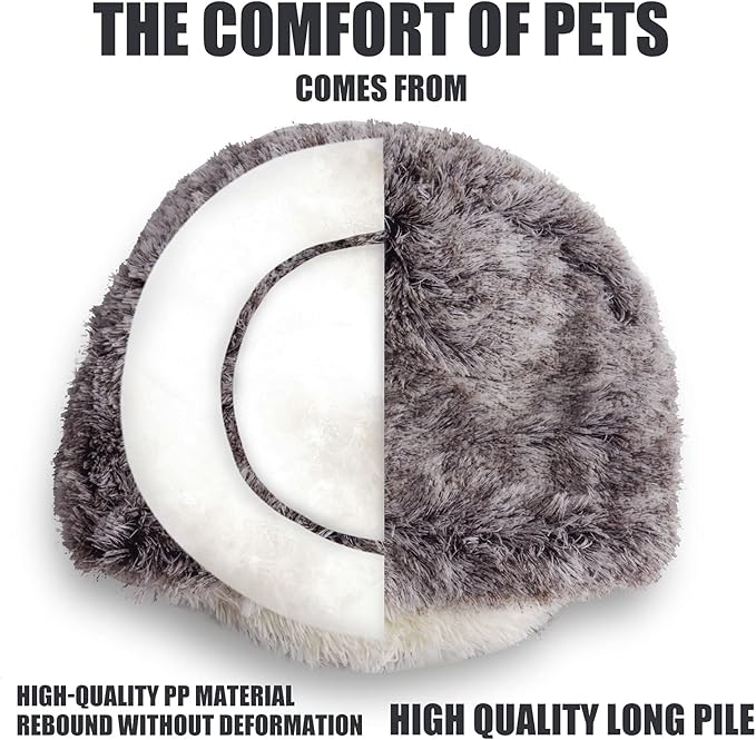 ShinHye Cat Bed Round Plush Fluffy Hooded Cat Bed Cave, Cozy for Indoor Cats or Small Dog beds, Soothing Pet Beds Doughnut Calm Anti-nxiety Dog Bed - Waterproof Bottom Washable (20×20inch, Coffee) - PAWPICO