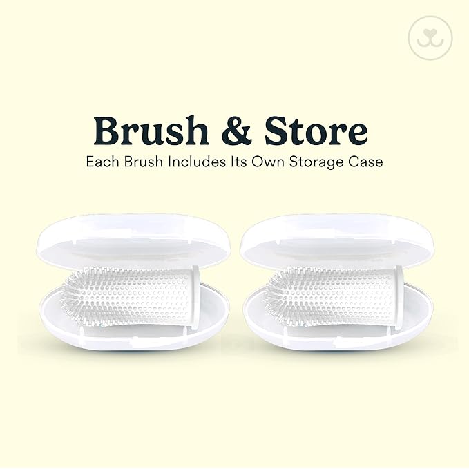 Jasper Dog Toothbrush, 360-Degree Silicone Dog Finger Toothbrush with Storage Cases, Dog Tooth Brushing Kit, Dog Teeth Cleaning Kit for Medium and Large Dogs, Use with Dog Toothpaste, 2-Pack Clear JASPER%C2%AE