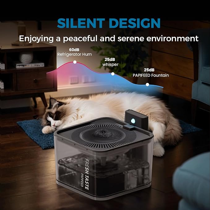 Cat Water Fountain: 106oz/3L Premium Pet Water Fountain Dispenser with Smart Motion Sensor with Filter, Wireless Battery Power Water Fountain for Cats - PAWPICO
