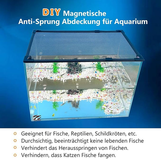 DIY Magnetic Fish Tank lid Cover Protective net 37''X18'' Keep Fish from Jumping Out Prevent Fish, Reptiles, Turtles, etc., from Escaping… JOOFAN