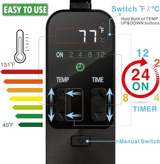 Reptile Dimming Thermostat with Timer for Reptiles Heat Lamp Heating Pad Seedling Heat Mat Temperature Controller Pymeter