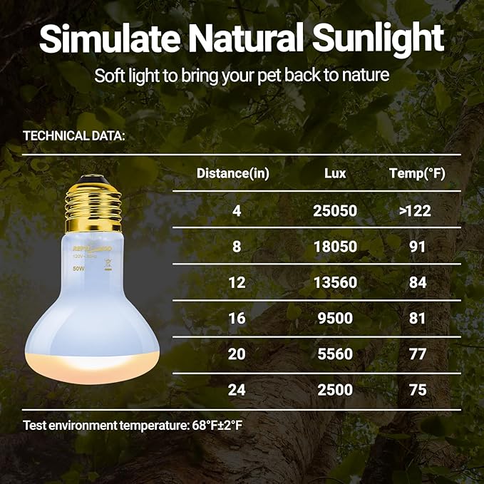 REPTIZOO Reptile Heat Lamp, 2 Pack 50W Daylight Basking Spot Lamp for Reptiles UVA Daylight Heating Lamp Bulb Basking Light for Bearded Dragon, Tortoise, Geckos, Chicken REPTIZOO