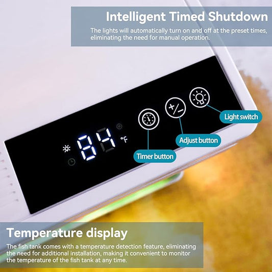 Beginner Betta Fish Tank Aquarium kit Intelligent Timed Shutdown, Seven LED Lights, Adjustable Brightness, High-Transparency Glass, Efficient Filtration Gallon (1.5 Gallon) Binano