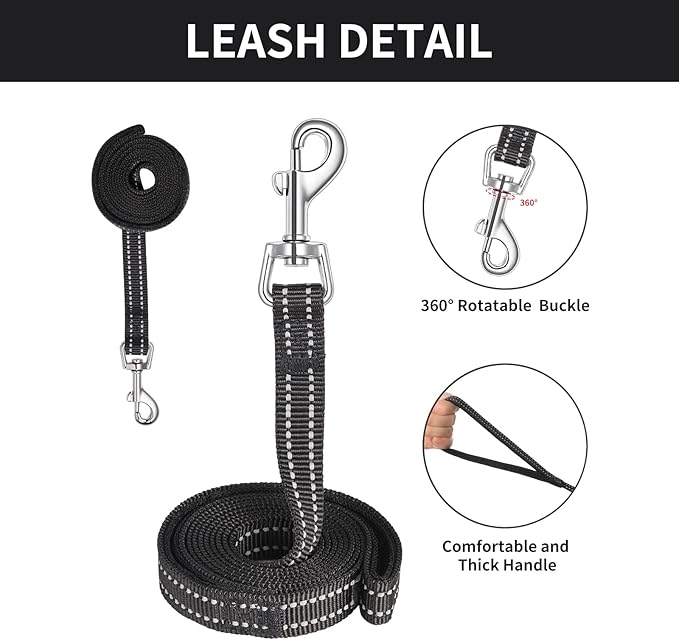 AMTOR Dog Harness with Leash Set,No Pull Adjustable Reflective Step-in Puppy Harness with Padded Vest for Extra-Small/Small Medium Large Dogs and Cats(Blackwhite),XLarge(Chest:19.5''''-23'''' AMTOR