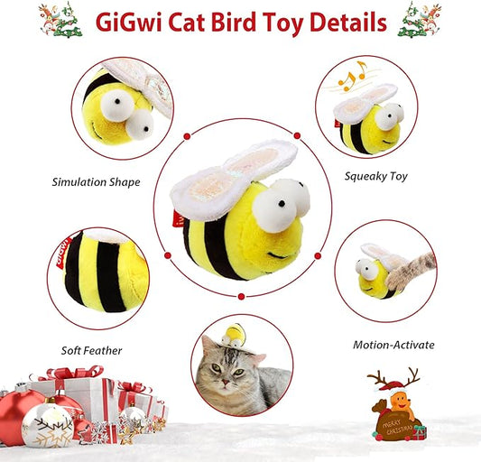Gigwi Interactive Squeaking Cat Toy,Chirpy Bee Sound Toy for Cats,Melody Chaser Play Squeak Kitten Toy for Boredom - PAWPICO