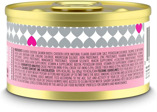 I AND LOVE AND YOU Wet Cat Food - Savory Salmon Pâté - Salmon Recipe, Grain Free, Filler Free, 3oz Pack of 4 Cans - PAWPICO