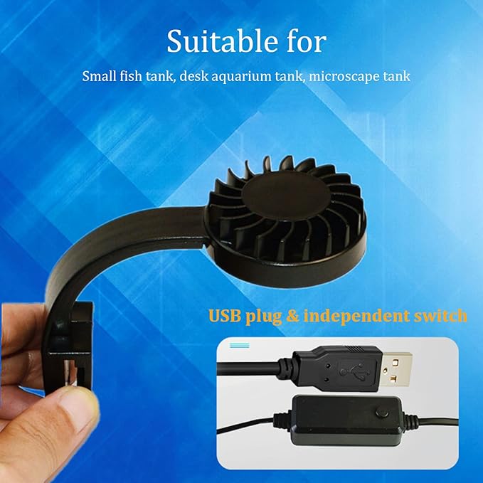 Full Spectrum Aquarium Light, Small Clip Light for Fish Tank with 2 Blue 10 White LED, 5W Brightness, for 3-5mm Thick (Black) BigTron