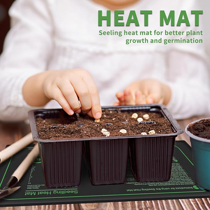 2 Pack Seedling Heat Mat for Seed Starting, 10" x 20.75" 21W Waterproof Heating Pad for Indoor Tray Plants,Safe & Durable Warm Mats for Hydroponics Germination Higoro
