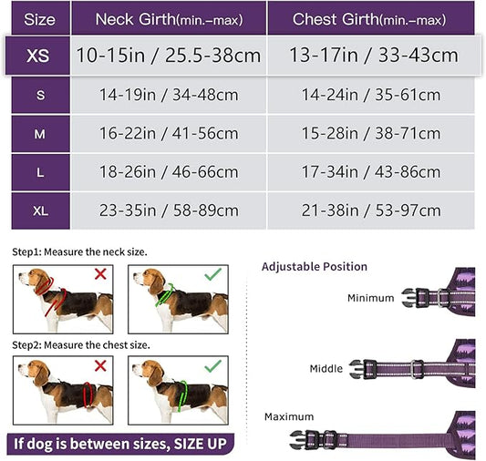 Timos Dog Harness,No-Pull Pet Harness Adjustable Soft Padded Dog Vest,Reflective No-Choke Pet Oxford Vest with Easy Control Handle for X-Small Dogs,Moon Night,XS Timos